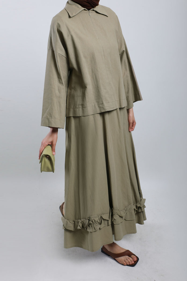 Fırfırlı Takım Koyu Vizon - 3