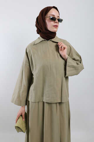 Fırfırlı Takım Koyu Vizon - 1