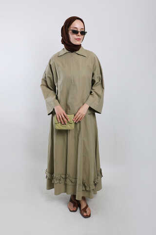 Fırfırlı Takım Koyu Vizon - 4