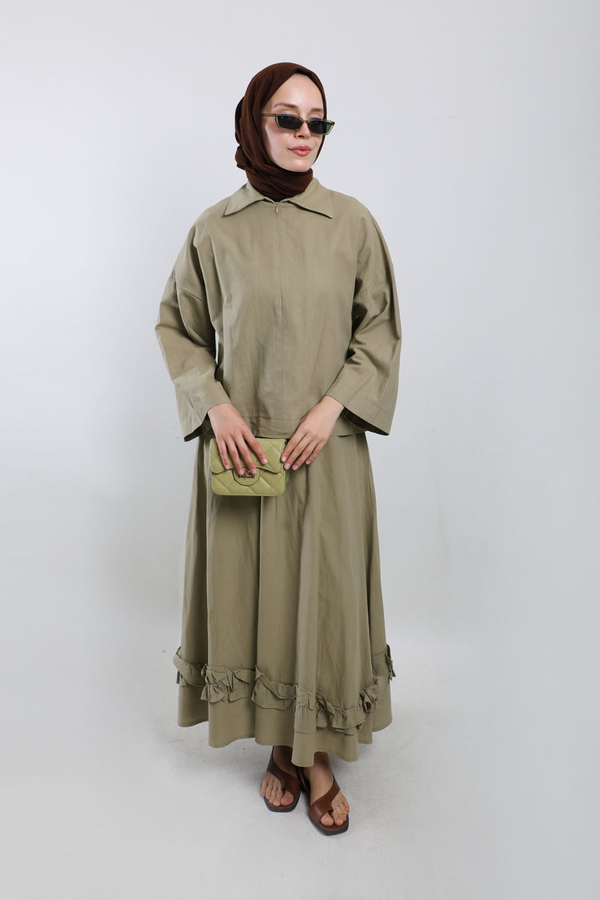 Fırfırlı Takım Koyu Vizon - 4