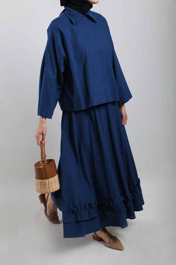 Fırfırlı Takım Saks Mavisi - 4