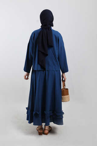 Fırfırlı Takım Saks Mavisi - 6