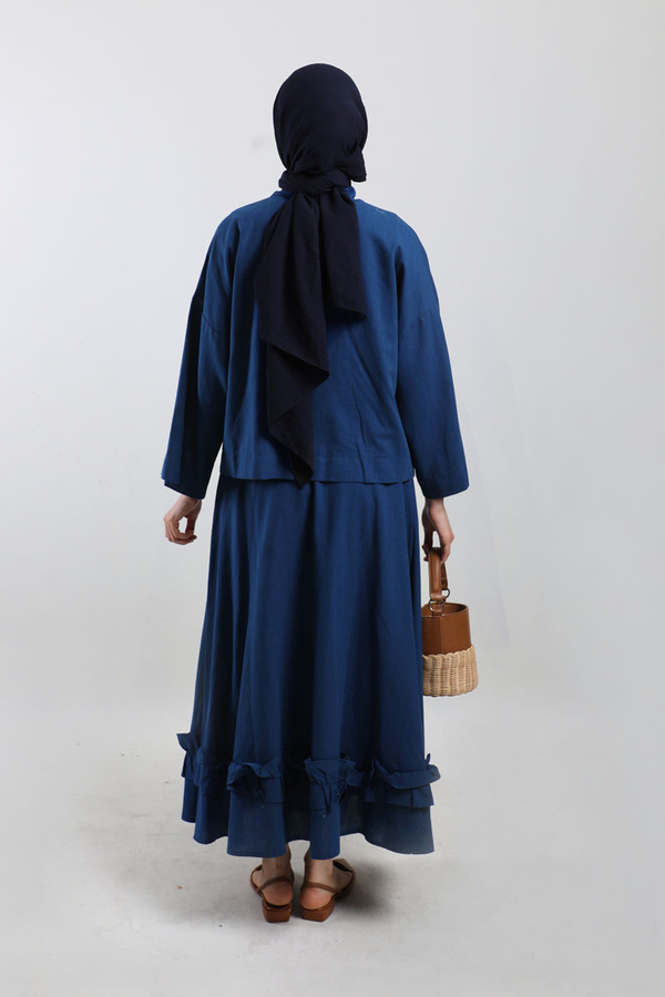 Fırfırlı Takım Saks Mavisi - 6