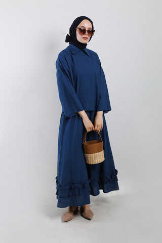 Fırfırlı Takım Saks Mavisi - 1