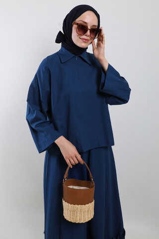 Fırfırlı Takım Saks Mavisi - 3