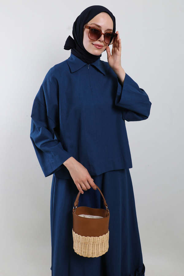 Fırfırlı Takım Saks Mavisi - 3