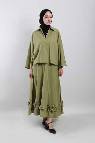 Fırfırlı Takım Yağ Yeşili - 1