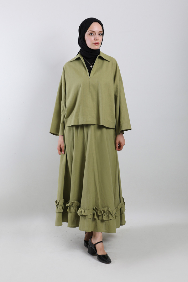 Fırfırlı Takım Yağ Yeşili - 1