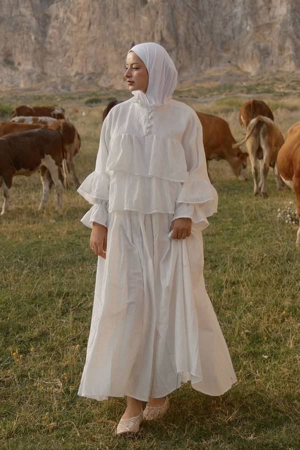 Fırfırlı Vual Gömlek Beyaz - 2