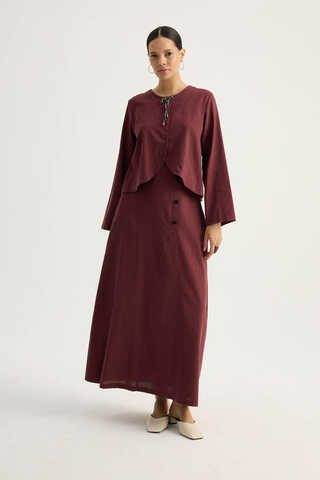 Fiyonklu Sayina Etek Takım Bordo - 6