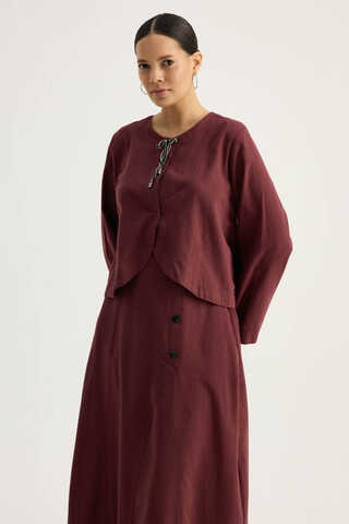 Fiyonklu Sayina Etek Takım Bordo - 10