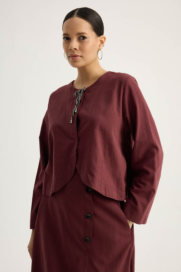 Fiyonklu Sayina Etek Takım Bordo - 11