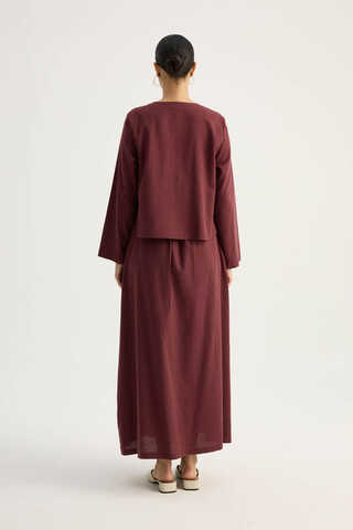 Fiyonklu Sayina Etek Takım Bordo - 14