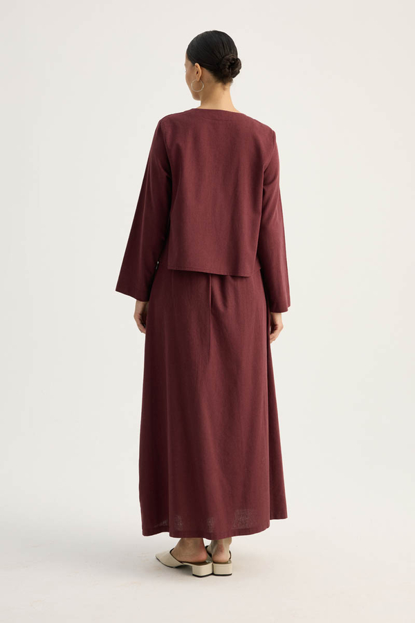 Fiyonklu Sayina Etek Takım Bordo - 15