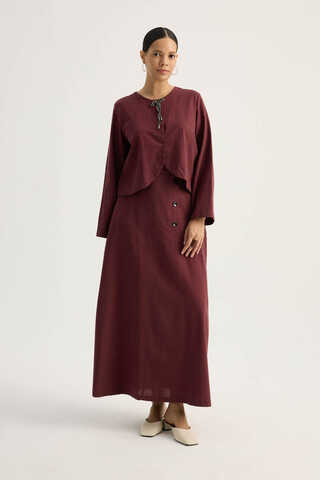 Fiyonklu Sayina Etek Takım Bordo - 8