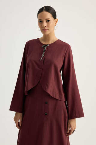 Fiyonklu Sayina Etek Takım Bordo - 9