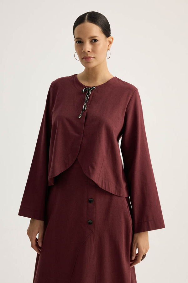 Fiyonklu Sayina Etek Takım Bordo - 9