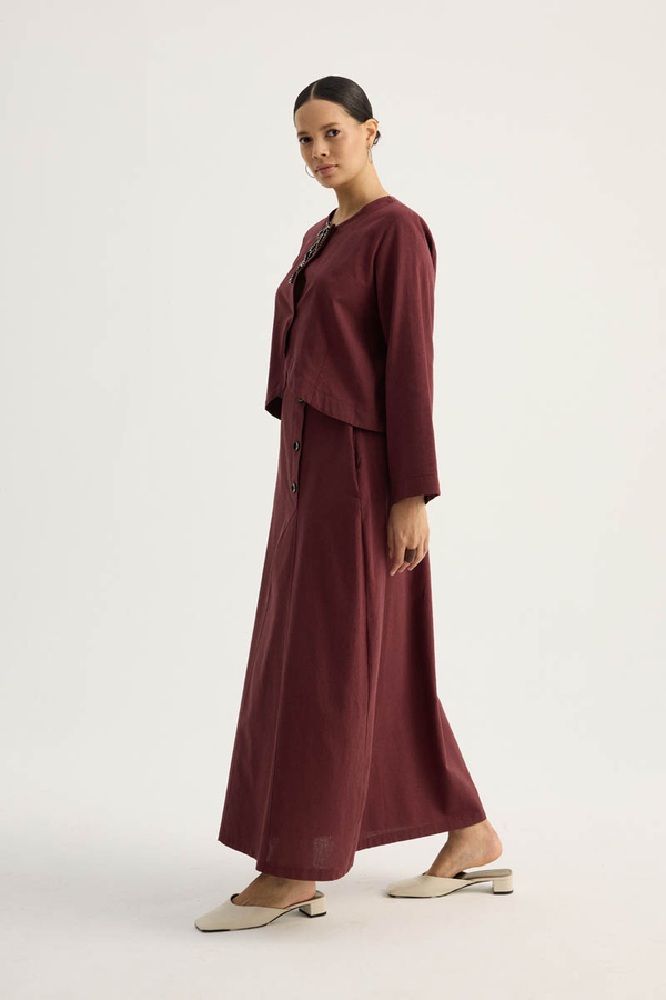 Fiyonklu Sayina Etek Takım Bordo - 13