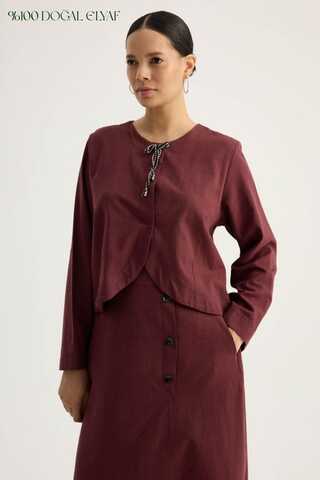 Fiyonklu Sayina Etek Takım Bordo - 1