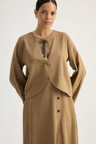 Fiyonklu Sayina Etek Takım Camel - 14