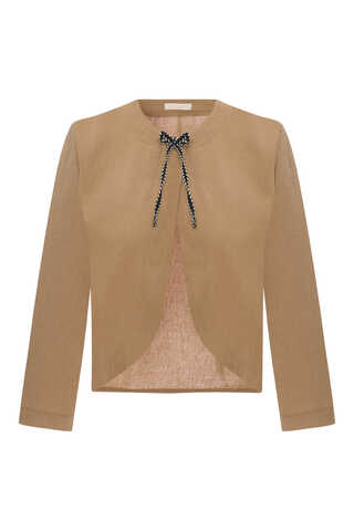 Fiyonklu Sayina Etek Takım Camel - 2