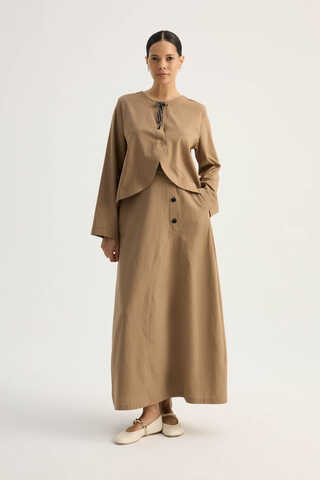 Fiyonklu Sayina Etek Takım Camel - 9