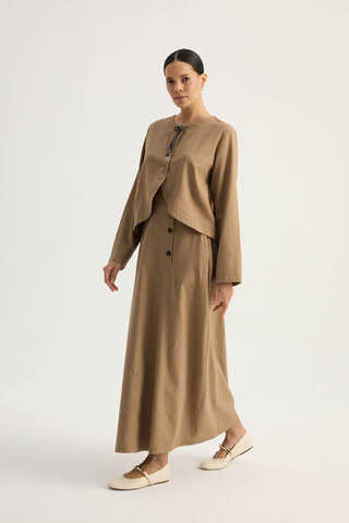 Fiyonklu Sayina Etek Takım Camel - 10