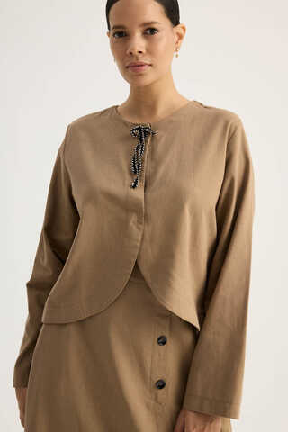 Fiyonklu Sayina Etek Takım Camel - 12