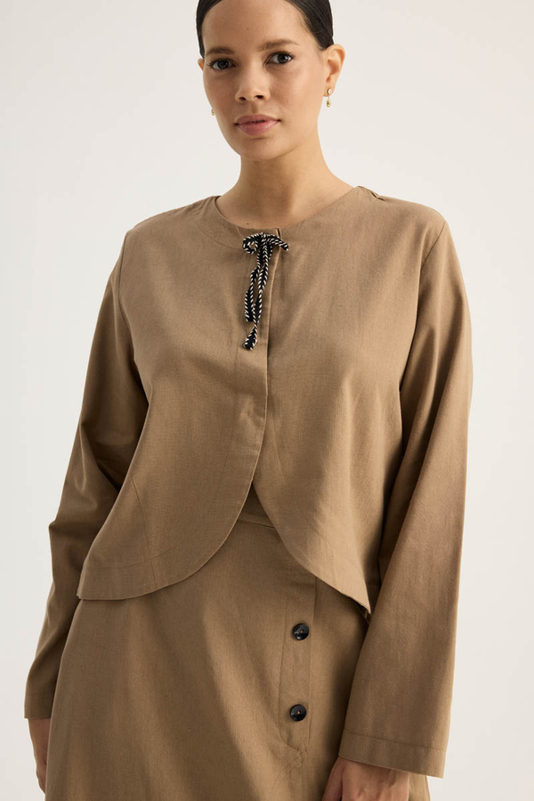 Fiyonklu Sayina Etek Takım Camel - 12