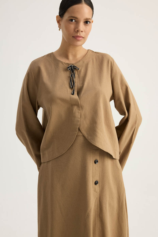 Fiyonklu Sayina Etek Takım Camel - 14