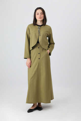 Fiyonklu Sayina Etek Takım Haki - 3