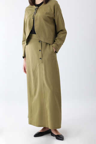 Fiyonklu Sayina Etek Takım Haki - 5