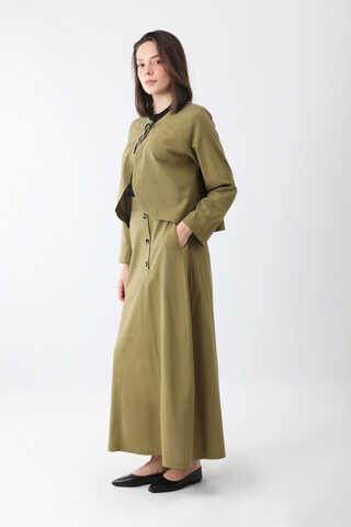 Fiyonklu Sayina Etek Takım Haki - 4