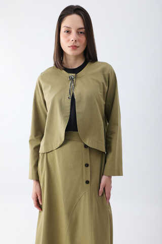 Fiyonklu Sayina Etek Takım Haki - 7