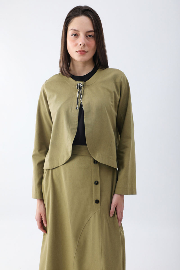 Fiyonklu Sayina Etek Takım Haki - 7