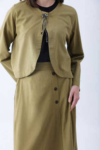 Fiyonklu Sayina Etek Takım Haki - 8