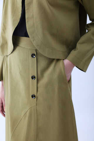 Fiyonklu Sayina Etek Takım Haki - 9