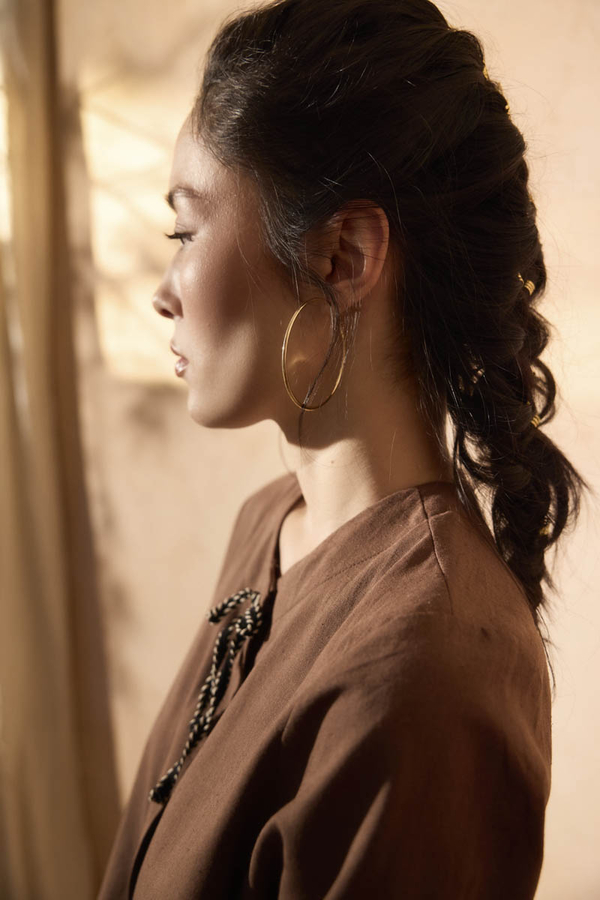 Fiyonklu Sayina Etek Takım Kahverengi - 2