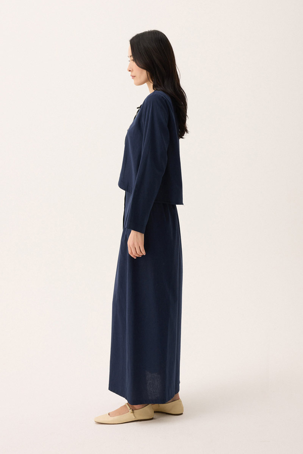 Fiyonklu Sayina Etek Takım Lacivert - 4