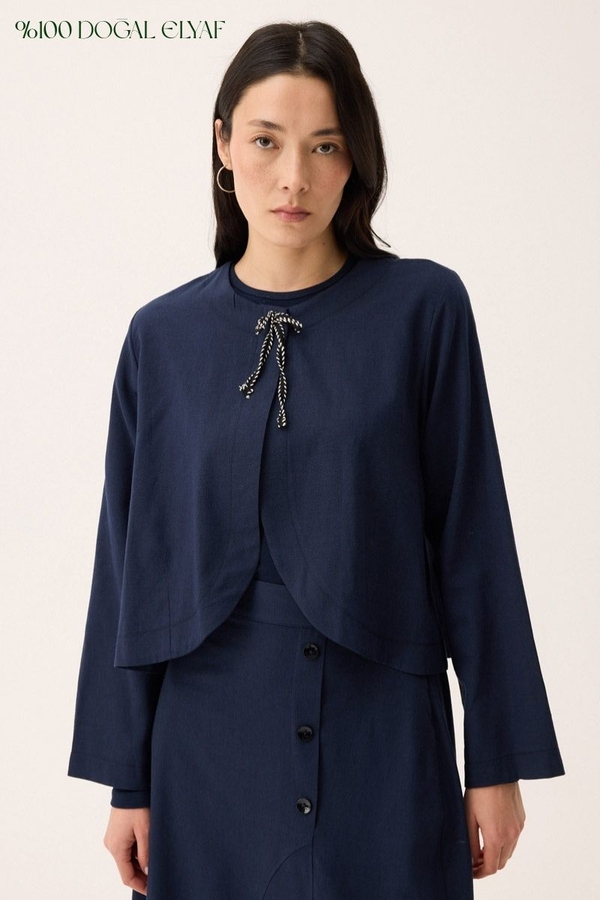 Fiyonklu Sayina Etek Takım Lacivert - 1