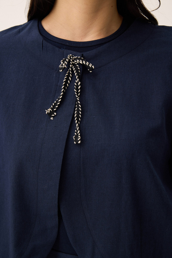 Fiyonklu Sayina Etek Takım Lacivert - 3