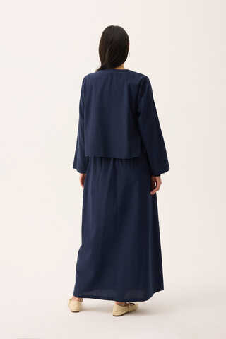 Fiyonklu Sayina Etek Takım Lacivert - 9