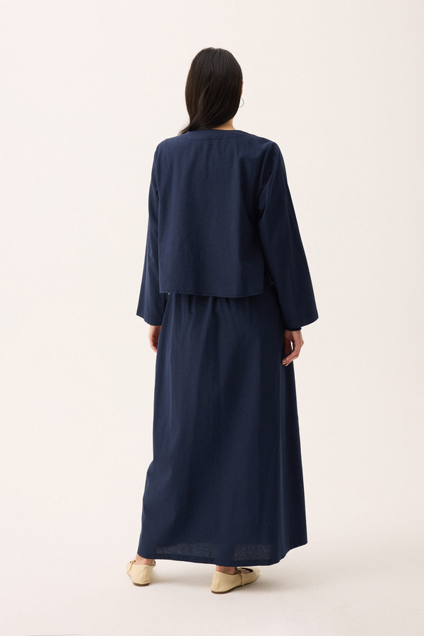 Fiyonklu Sayina Etek Takım Lacivert - 9