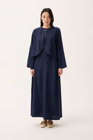 Fiyonklu Sayina Etek Takım Lacivert - 7