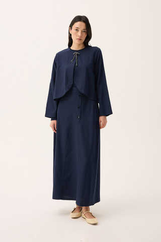 Fiyonklu Sayina Etek Takım Lacivert - 2