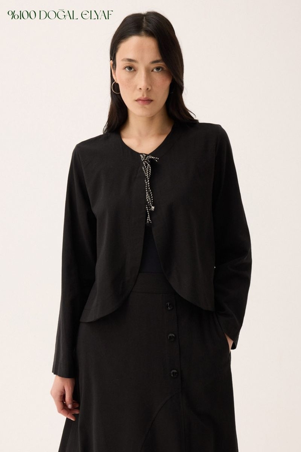 Fiyonklu Sayina Etek Takım Siyah