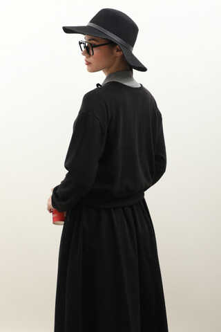 Fiyonklu Triko Hırka Siyah - 6