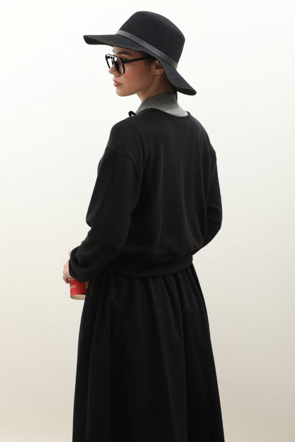 Fiyonklu Triko Hırka Siyah - 6