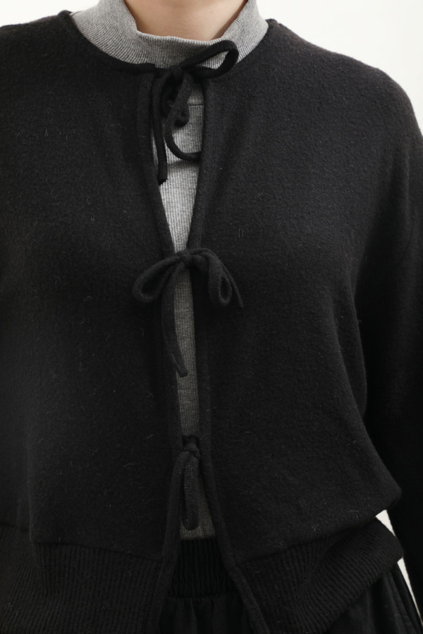 Fiyonklu Triko Hırka Siyah - 3