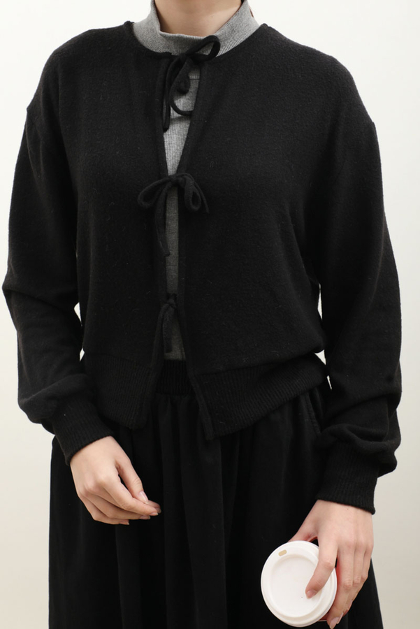 Fiyonklu Triko Hırka Siyah - 4